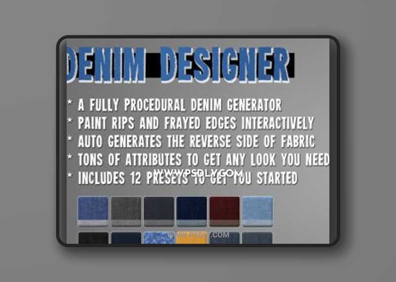 Denim Designer – 12 preset materials for Substance Painter