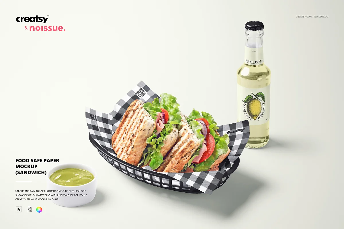 CreativeMarket - Food Safe Paper Mockup (sandwich) 6391852