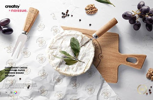 CreativeMarket - Wrapping Paper Wooden Board Mockup 6389448