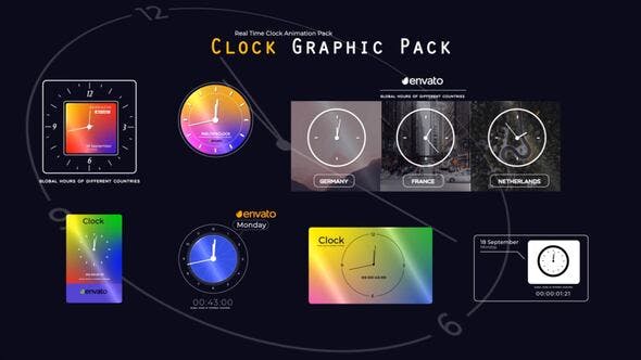 Videohive Real Time Clock Animation Pack 33784578
