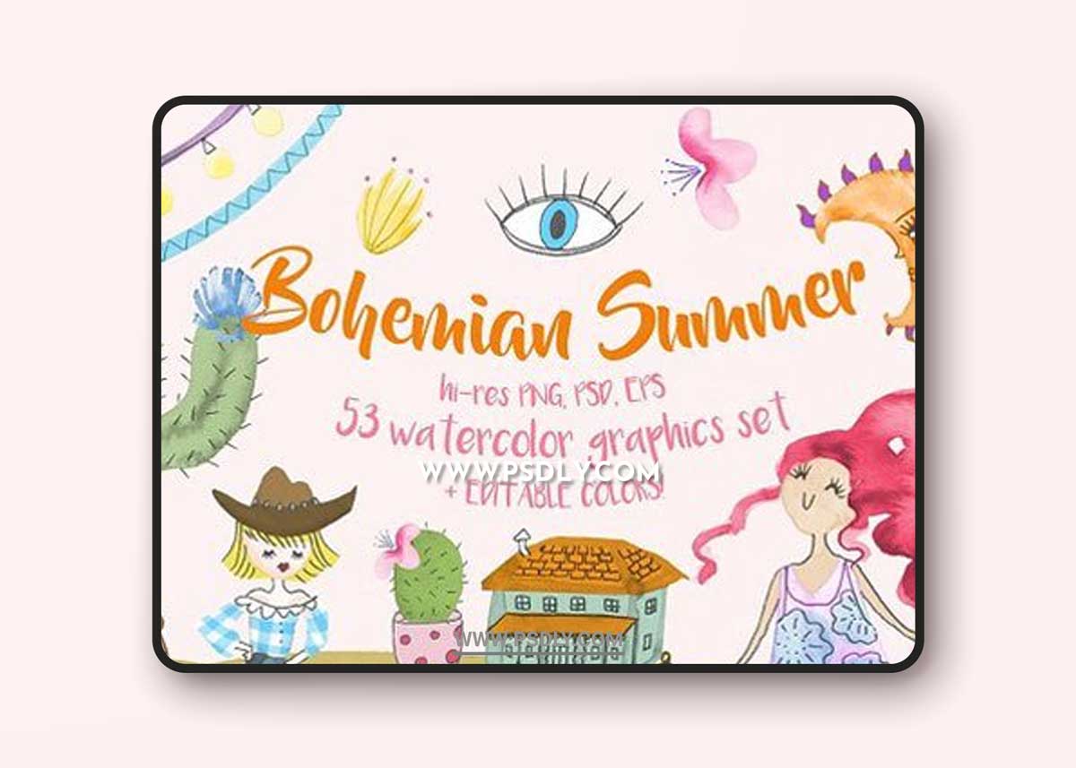 Bohemian Summer Watercolor Set