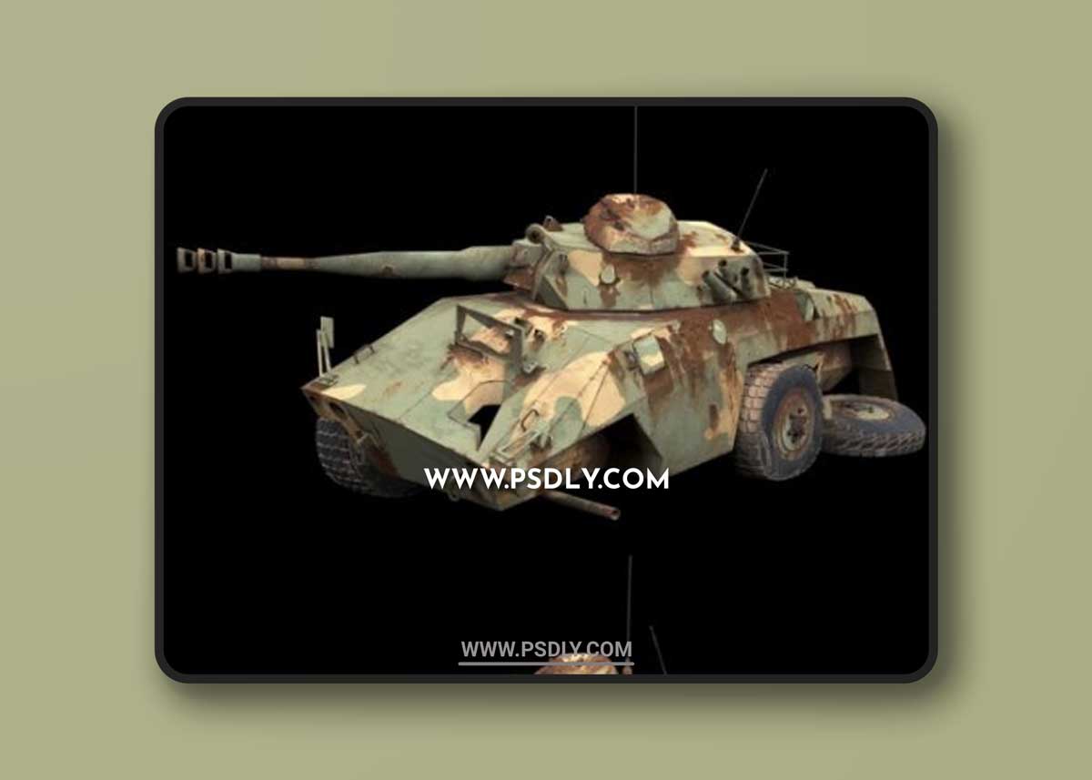 Damaged EE-9 Cascavel tank 3D Models