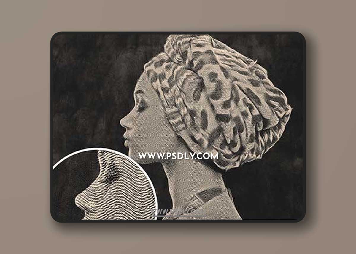 Engraved Distressed Halftone Photo Effect Mockup 462311136