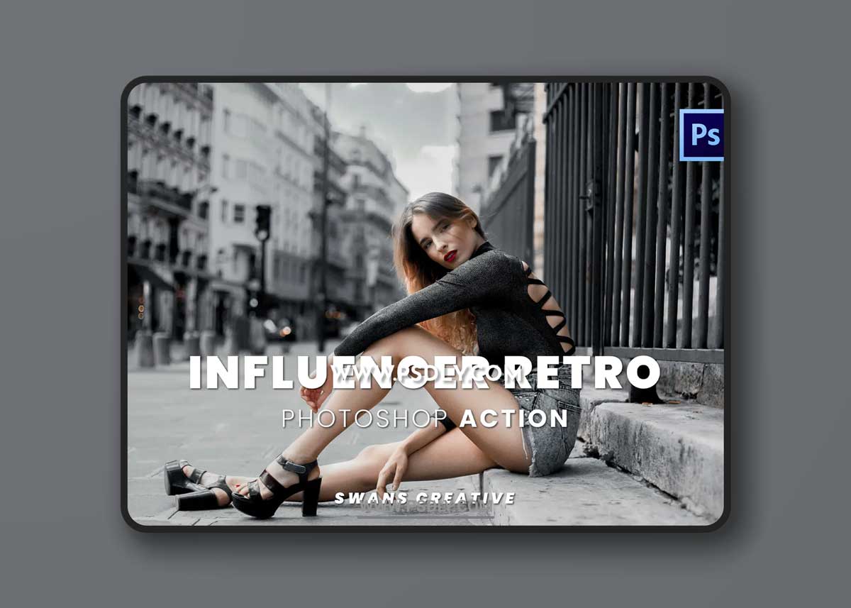 Influencer Retro Photoshop Action