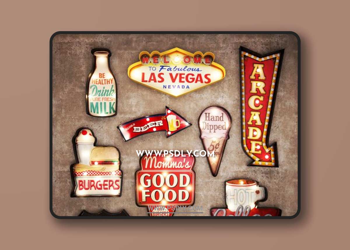 Lighted Metal sign 3D Models