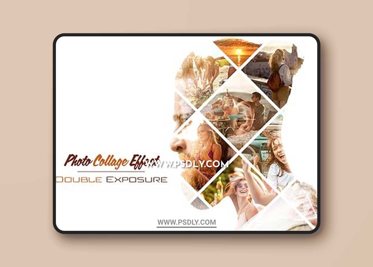 Photo Collage Double Exposure Effect Mockup 461350646