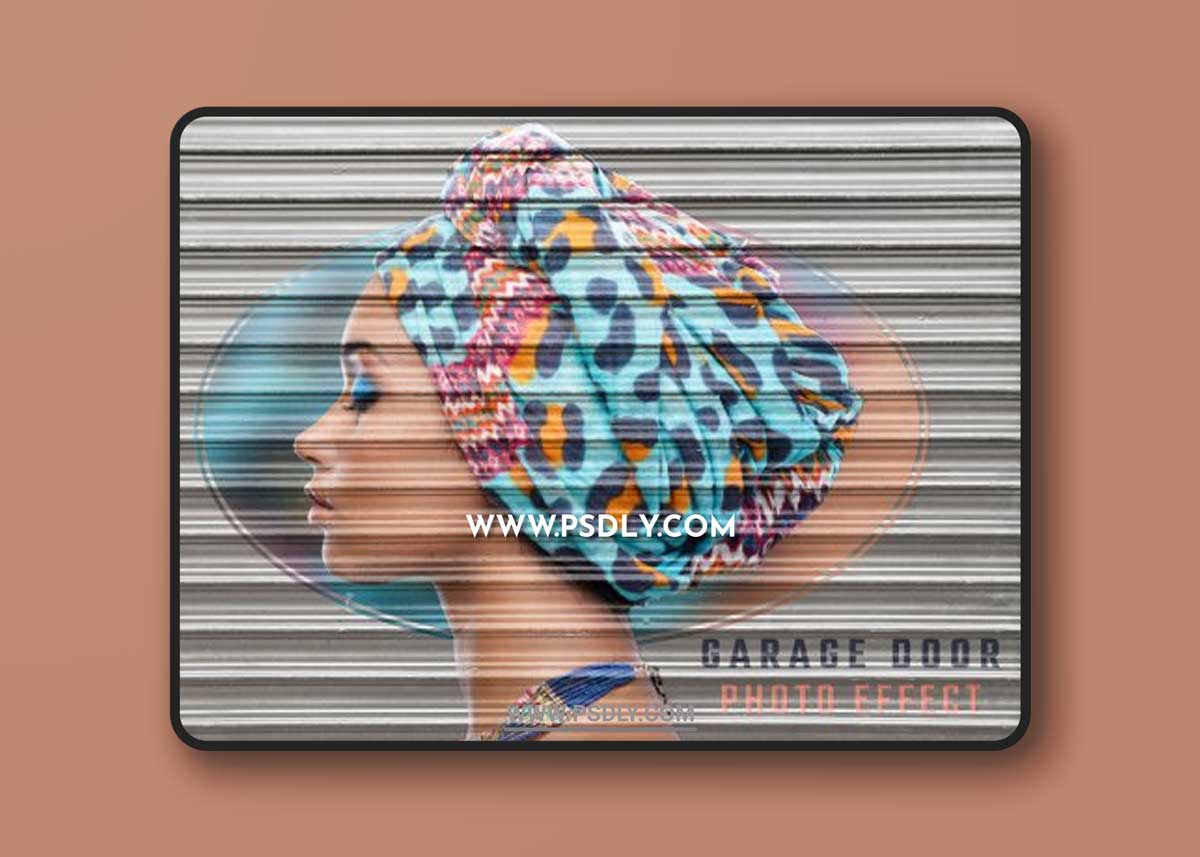 Photo Effect Overlay on Garage Door Texture Mockup 463694940