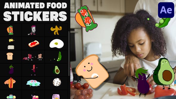 Videohive Animated Food Stickers | After Effects 34323942