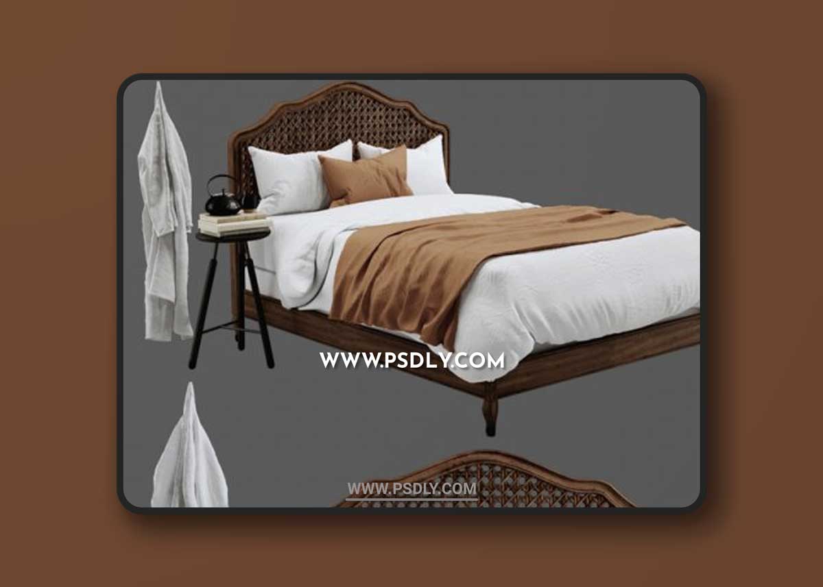 RH Lorraine Caned Bed 3D Models