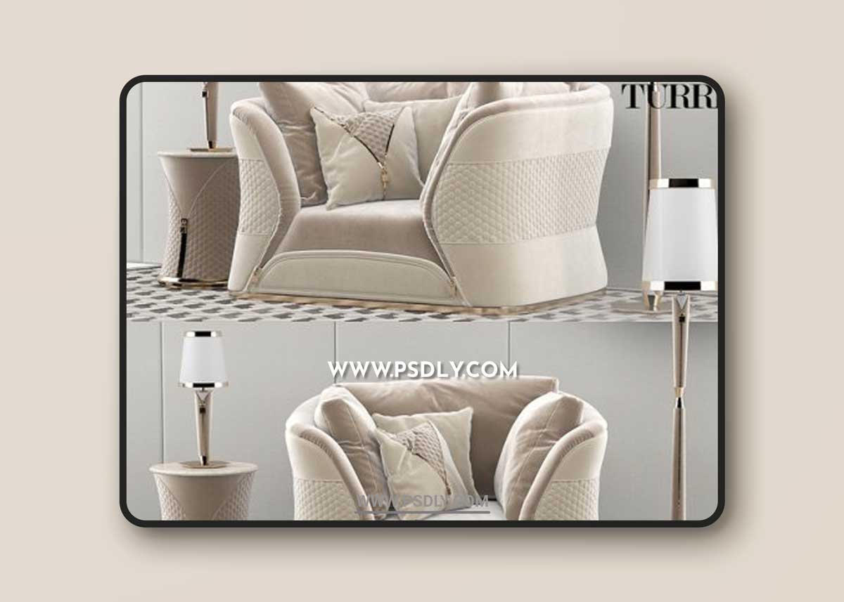 Turri Vogue sofa armchair set 3D Models