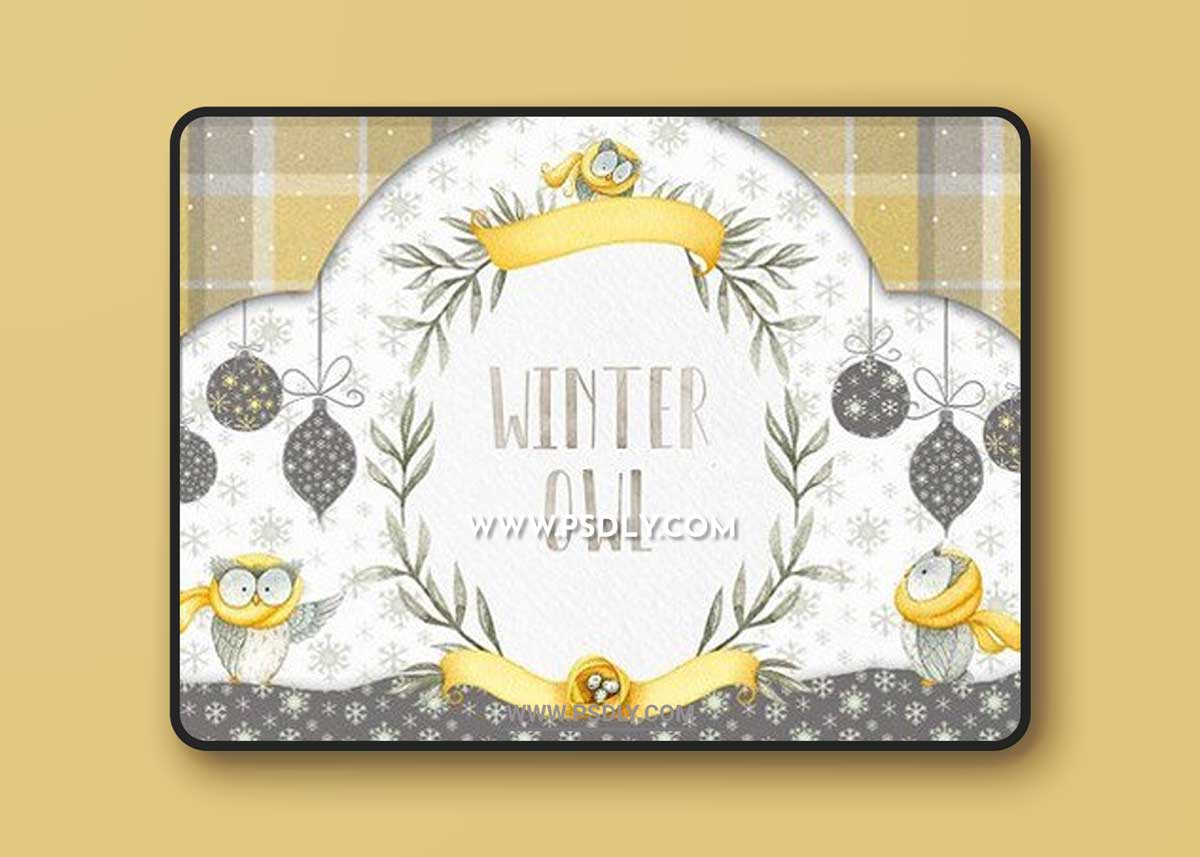 Watercolor Set - Winter Owl