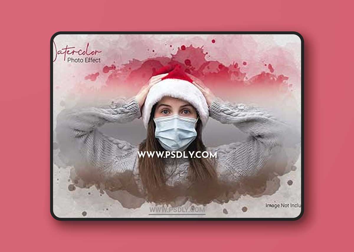 Watercolor oil paint photo effect template