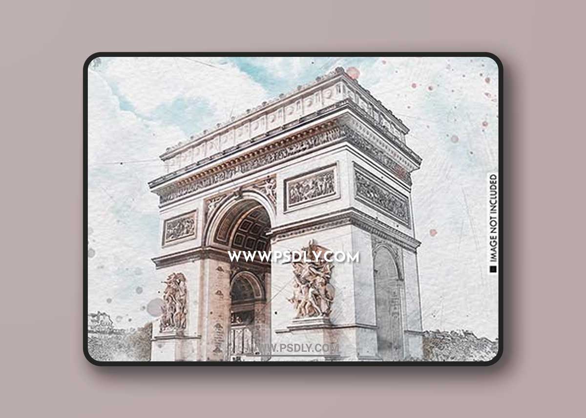 Watercolor painting brush photo effect