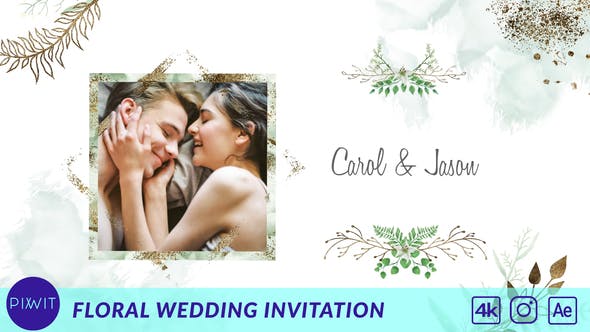 Videohive Floral & Golden Wedding Invitation 33592932