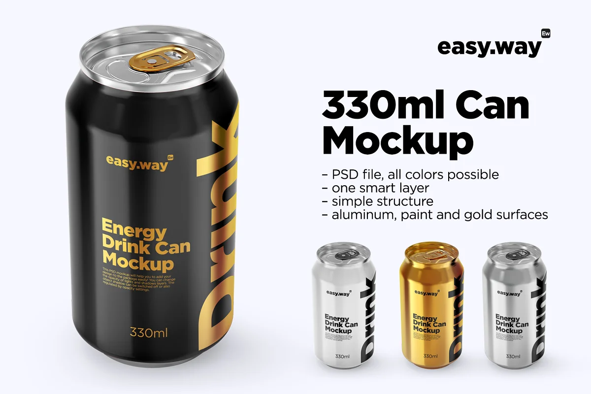 CreativeMarket - 330ml Aluminum Can PSD Mockup 5754579