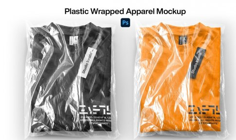 CreativeMarket - Plastic Packed Garment Mockup 6336181
