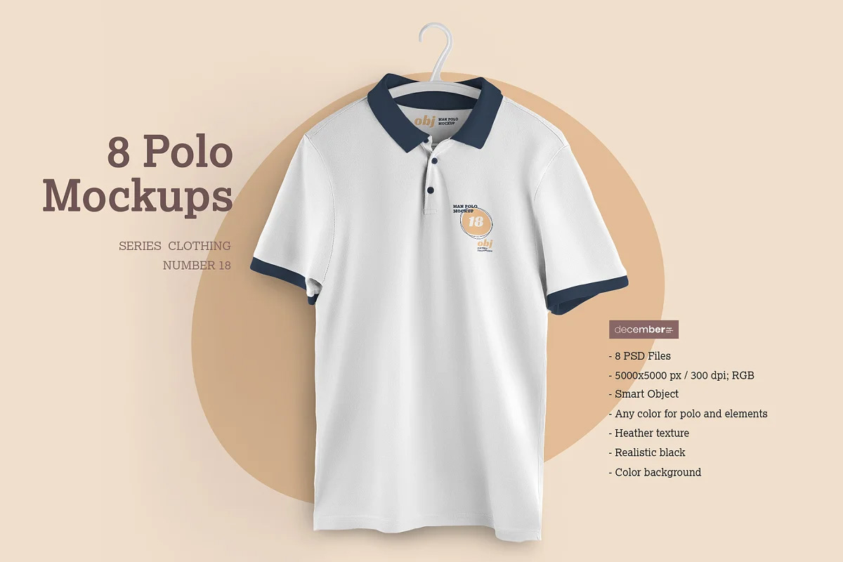 CreativeMarket - 8 Mockups Men Polo 6472306