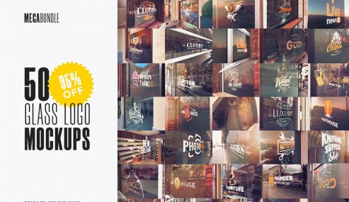 CreativeMarket - 50 Glass Mockup Megabundle 6538815