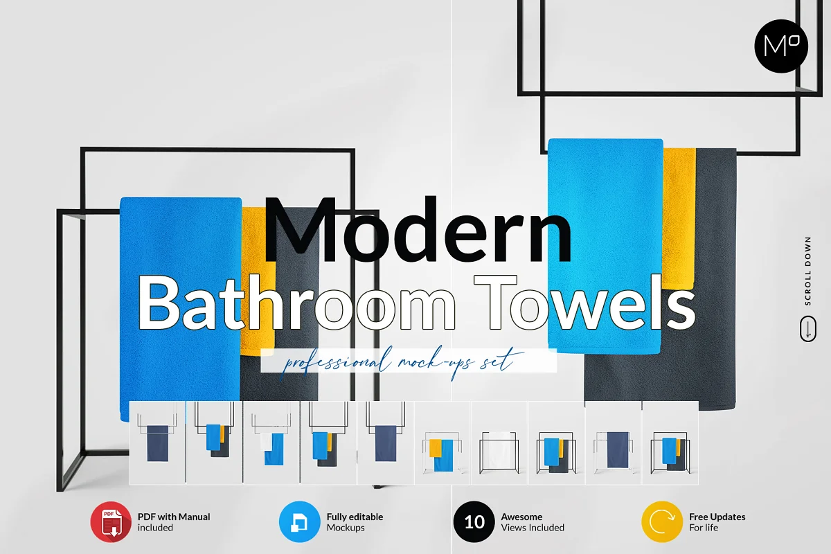 CreativeMarket - Modern Bathroom Towels Mock-ups 6001209
