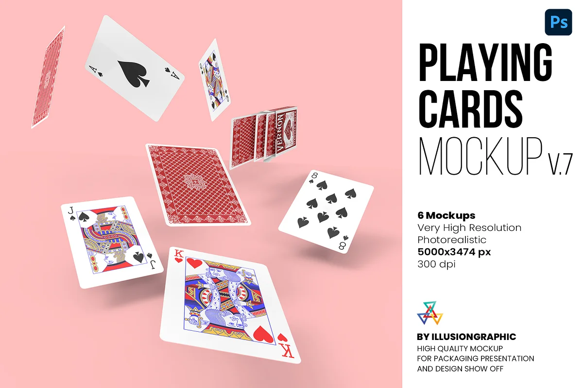 CreativeMarket - Playing Cards Mockup v.7 - 6 views 6465703