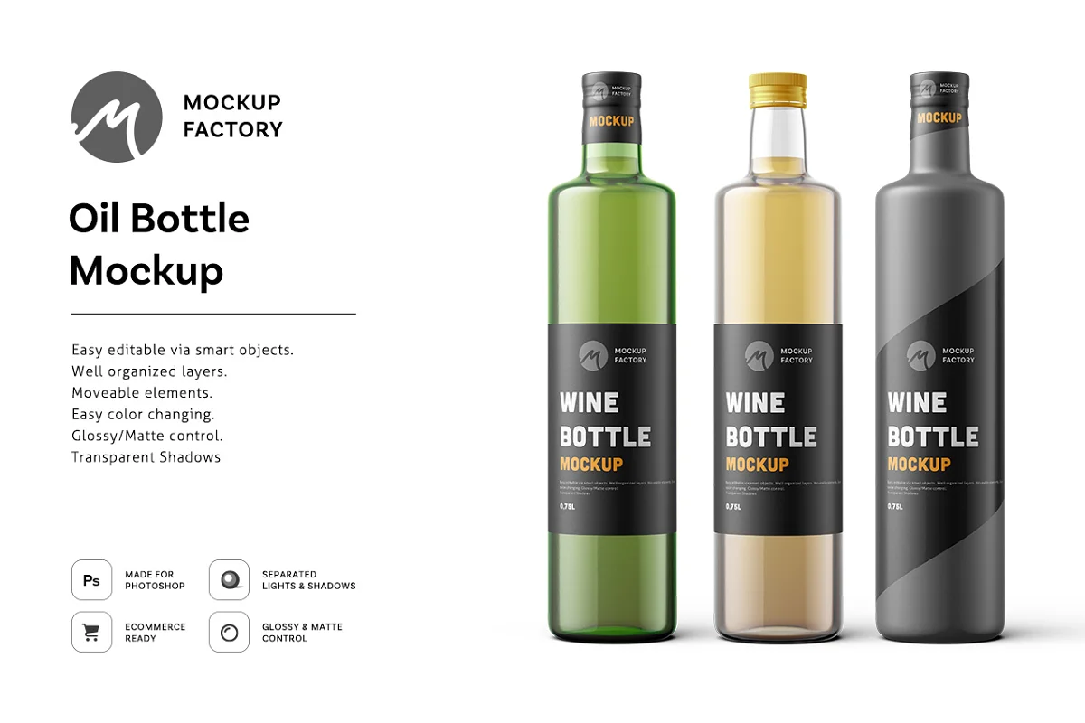 CreativeMarket - Oil Bottle Mockup 3657833