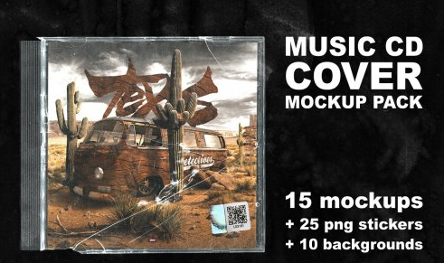 CreativeMarket - Music CD Cover MOCKUP PACK 6138127