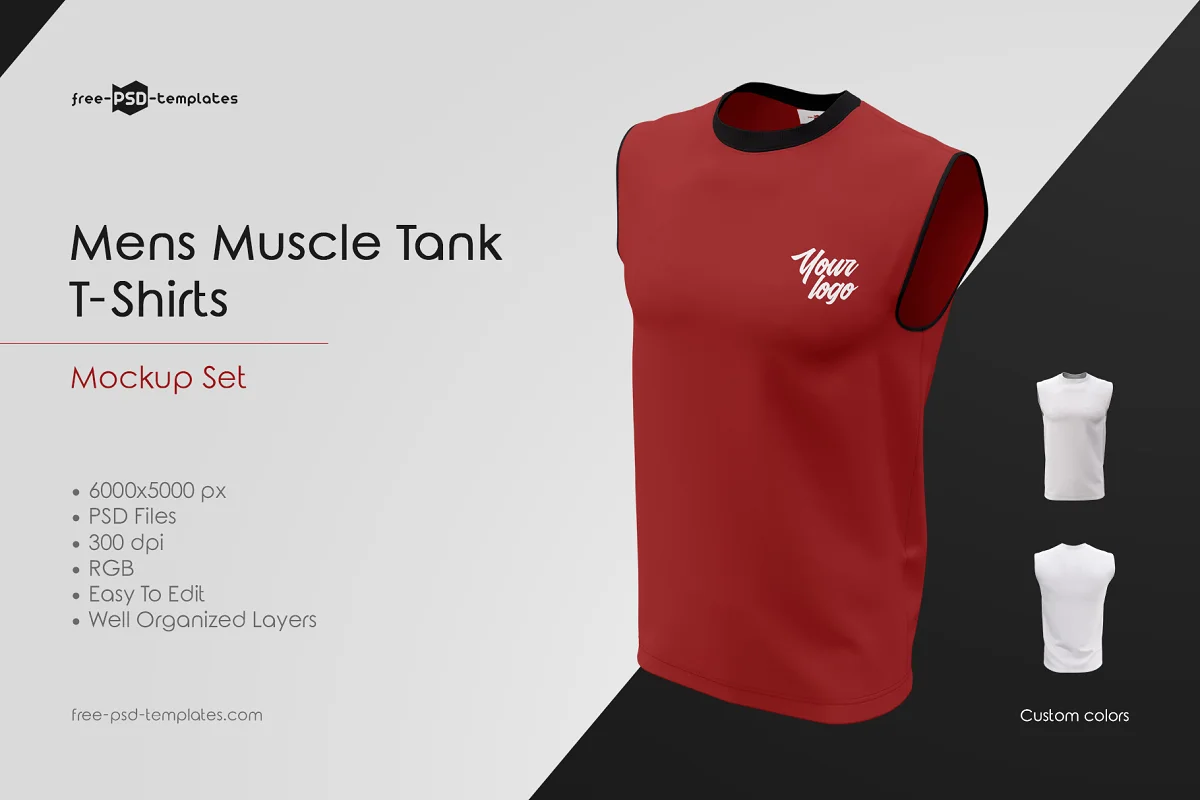 CreativeMarket - Mens Muscle Tank T-Shirts MockUp Set 3650192