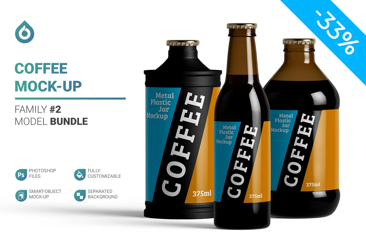 CreativeMarket - Coffee Bottle Jar Mockup 5755421