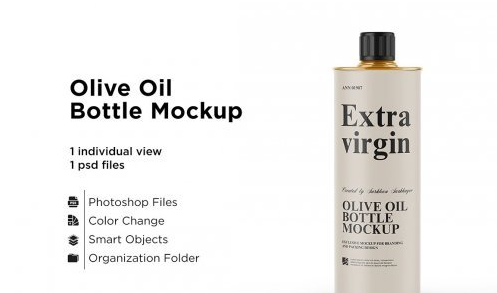 CreativeMarket - 1L Olive Oil Metal Bottle Mockup 5558006