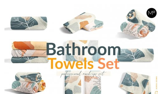 CreativeMarket - Bathroom Towels Set Mock-ups 6045697