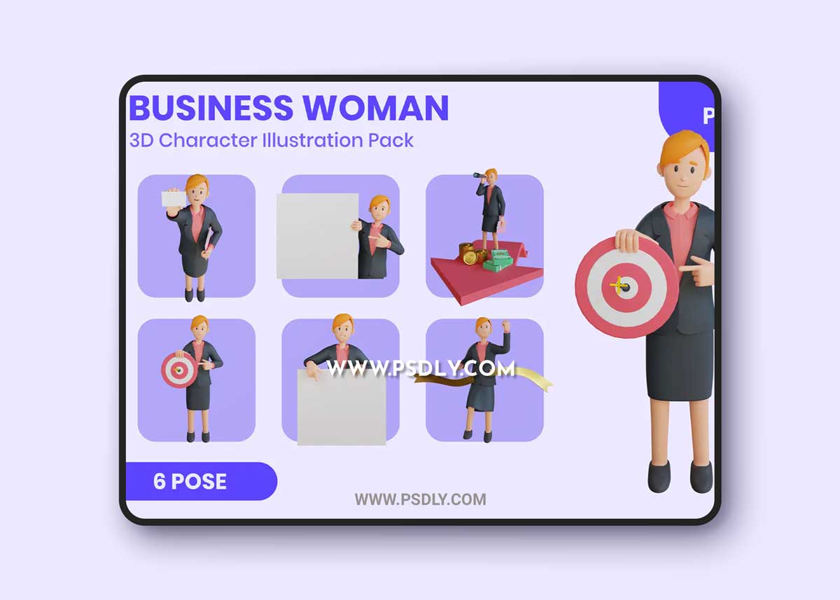 Business Woman 3D Character Set