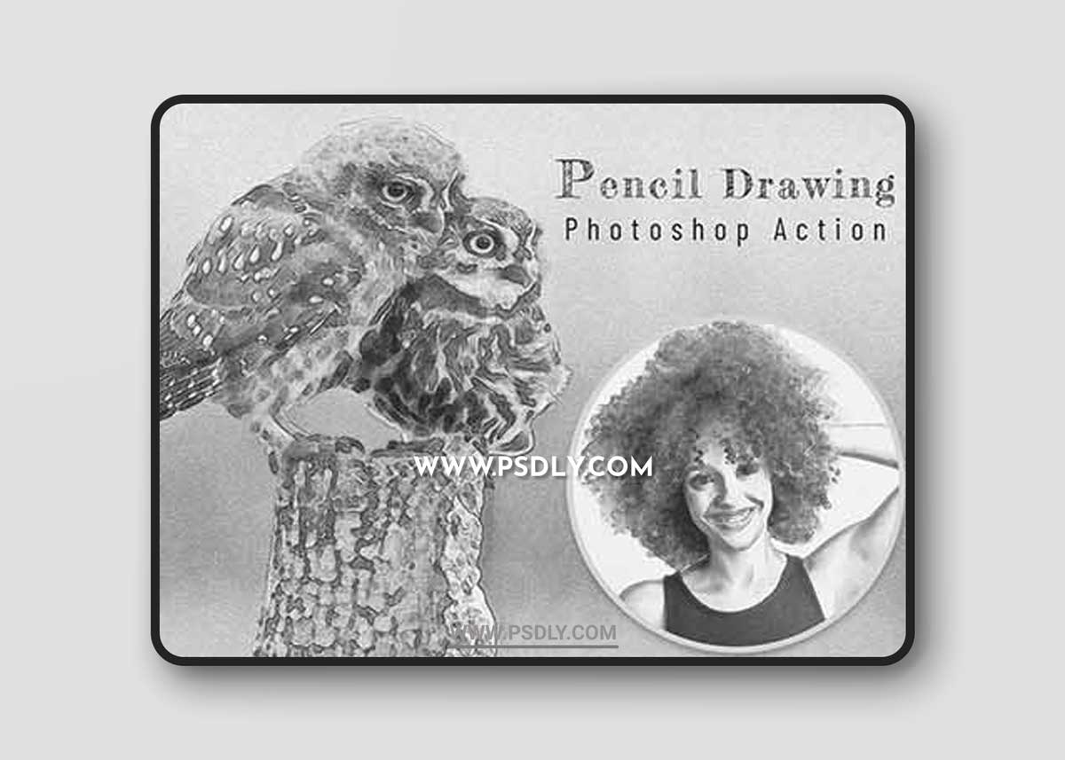 CreativeMarket - Pencil Drawing Photoshop Action 6616316