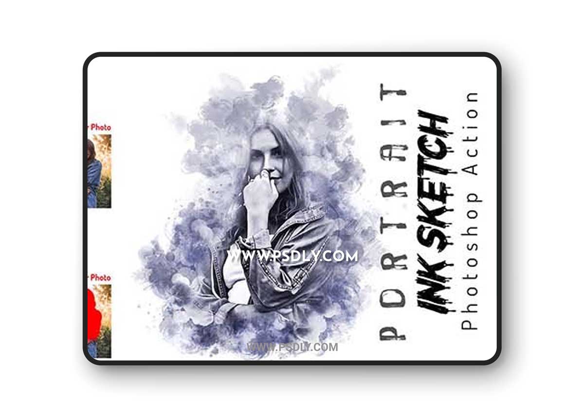 CreativeMarket - Portrait Ink Sketch Photoshop Action 6622753