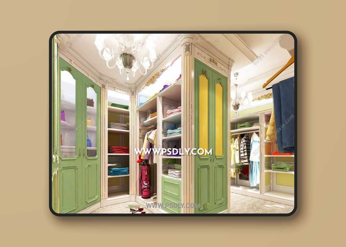 European style luxury wardrobe 3D Models