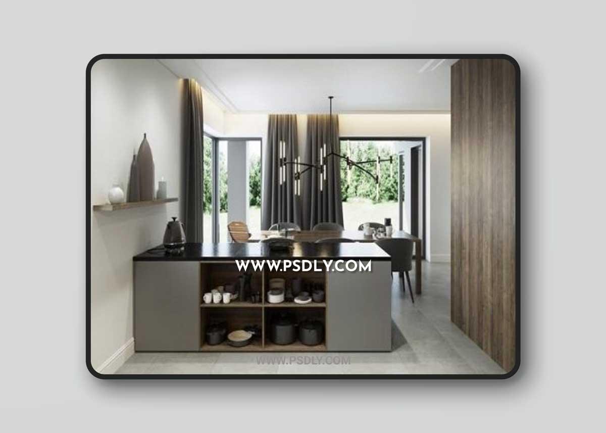 Living Room Interior 3D Scene-04 for Cinema 4D and Octane Render