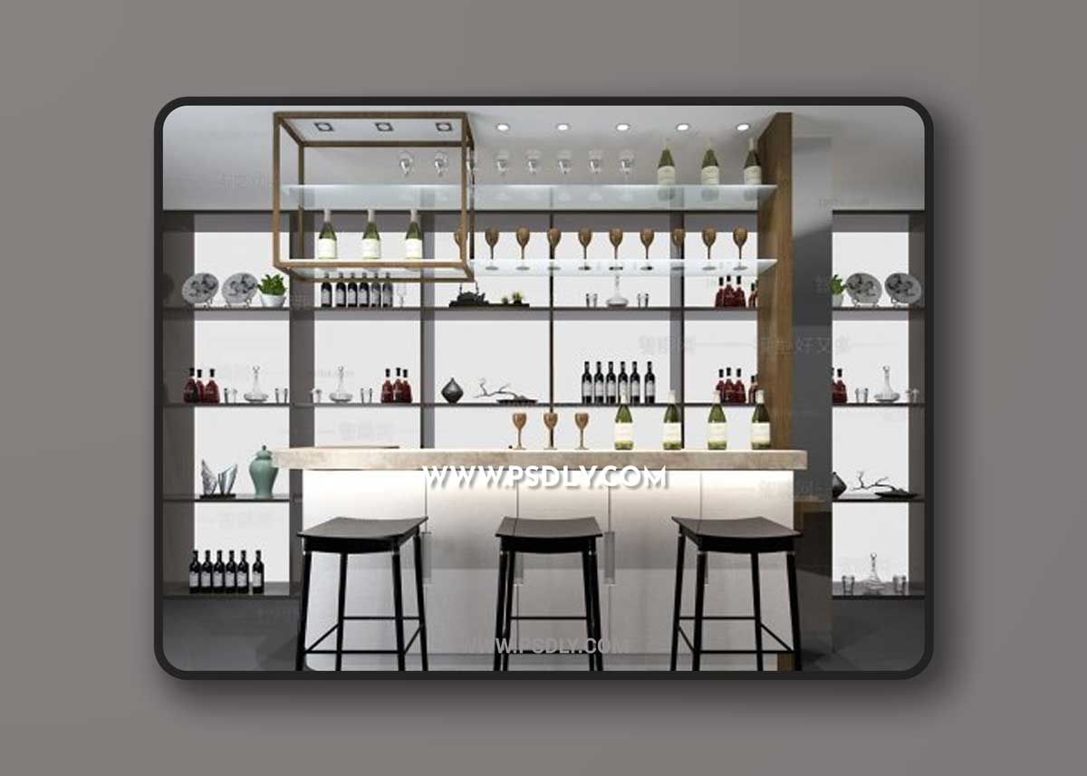 Modern Bar Counter Bar Stool Wine Cabinet