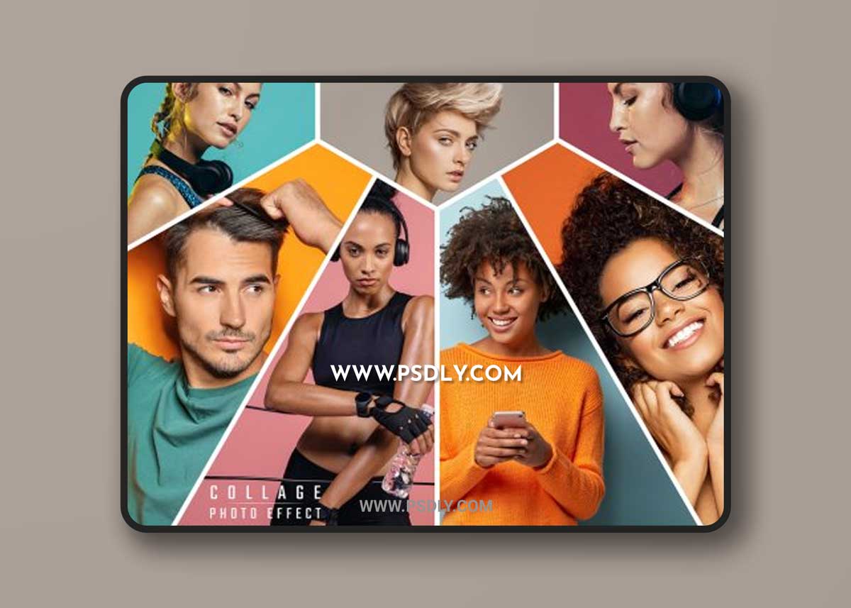 Photo Collage Hexagon Frame Effect Mockup 467446819