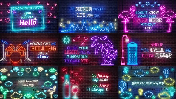 Videohive Neon Lyrics Template 23555778