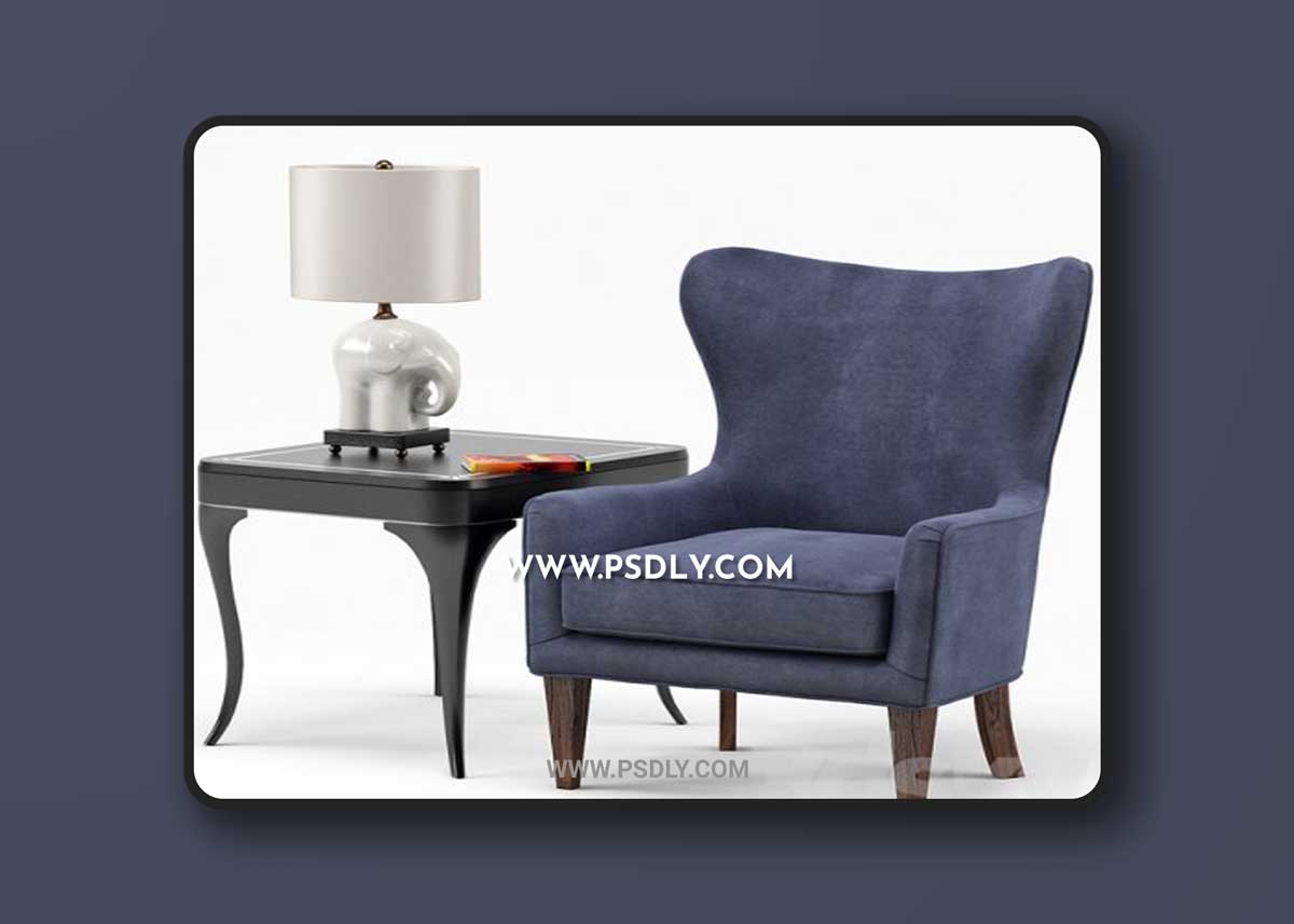 Rachael chair, Elephant Porcelain Lamp, Flirt End Table