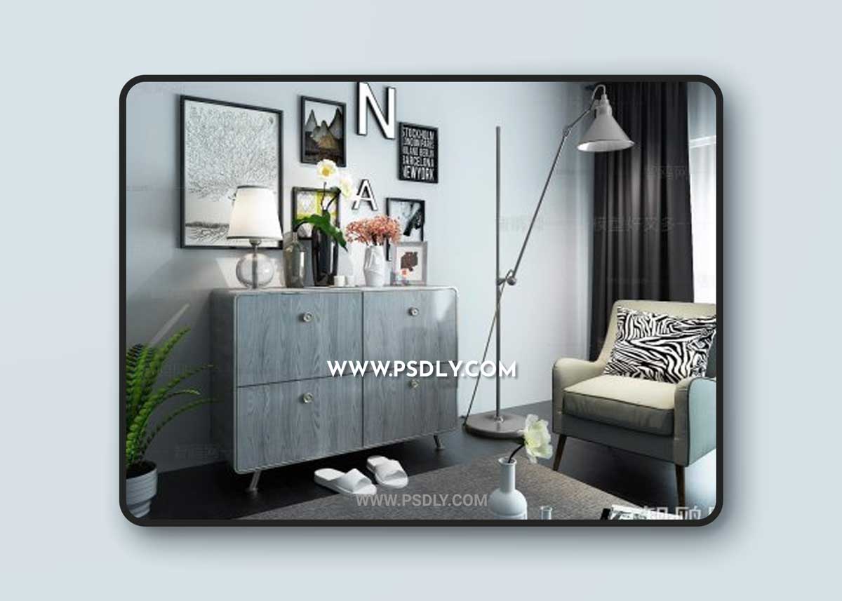 Scandinavian side cabinet/porch cabinet