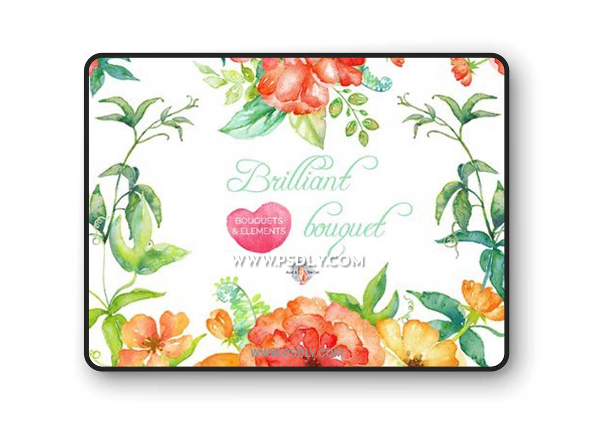 Set of high quality hand painted Brilliant Watercolor Clipart