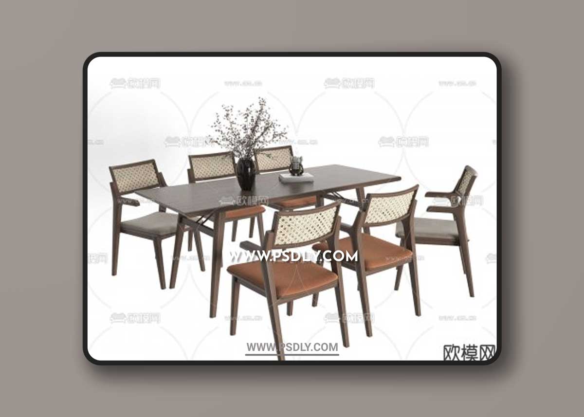 Solid wood dining table and chair
