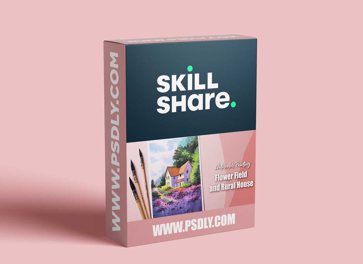 Watercolor Painting Technique: Learn to paint Beautiful Flower field landscape step by step