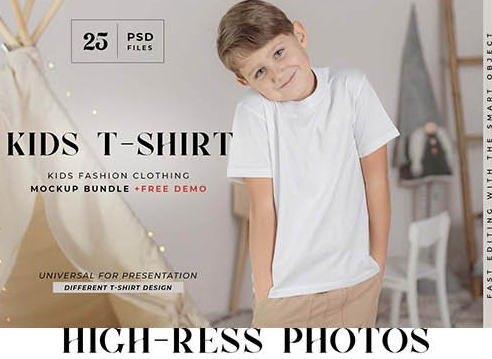 CreativeMarket - Kids T-shirt Mockup Bundle 6628934