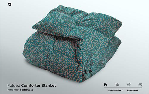 CreativeMarket - Folded Comforter Blanket Mockup 6331688