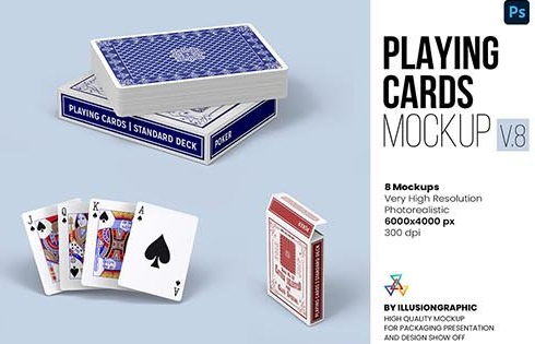 CreativeMarket - Playing Cards Mockup v.8 - 8 views 6636123
