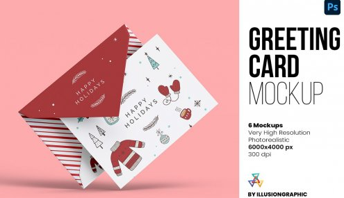 CreativeMarket - Greeting Card Mockup - 6 views 6684024