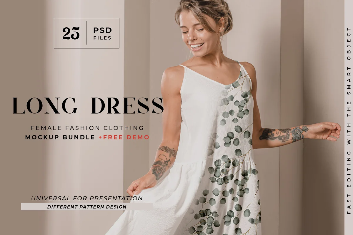 CreativeMarket - Women Long Dress Mockup Bundle 6609578