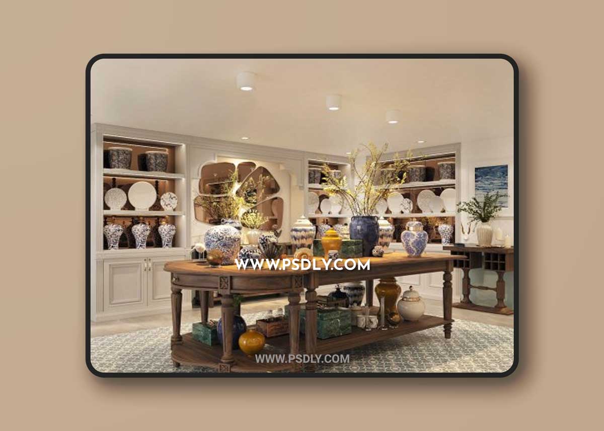 3D Ceramic Shop Interior 3D Models