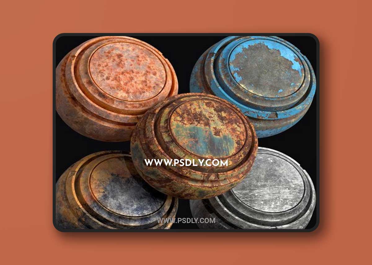 5 Worn Metal Smart-Materials (Vol.01) 3D Models